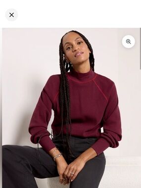 Michael Stars- Evereve Women’s Burgundy Mock Neck top